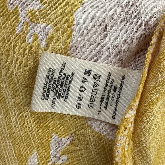 Free People French Quarter Wrap Mini Dress Size XS Yellow Floral Ruffle Flutter - Picture 6 of 10